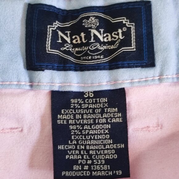 Nat Nast flat front casual shorts muted pink men's size 36 - Picture 5 of 11